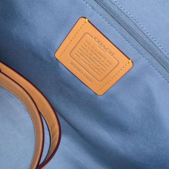 Coach Large Rowan Satchel in Denim Signature with cherry charm - Picture 6 of 8